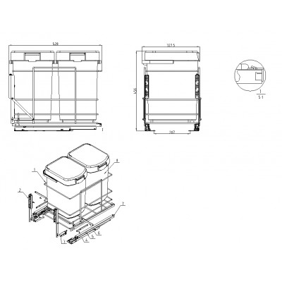 Poubelle Double avec Amortisseur 25 litres