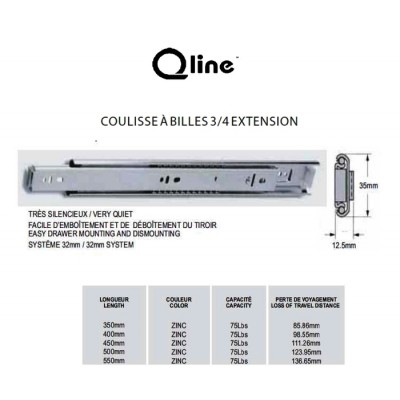 Coulisse Qline extension 3/4 