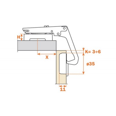 Charnière Salice avec ressort 70° 