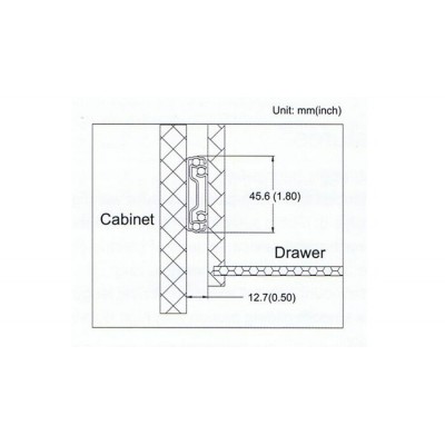 Coulisse pleine extension  à ouverture par poussée