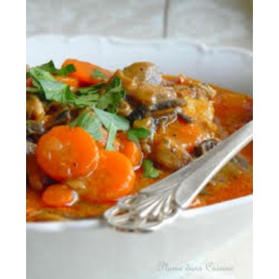Poulet aux carottes et aux champignons
