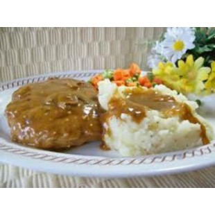 Hamburger steak avec purée de pommes de terre