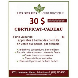 Certificat-cadeau de 30 $