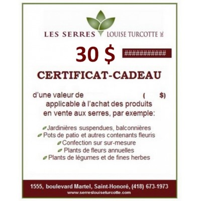 Certificat-cadeau de 30 $