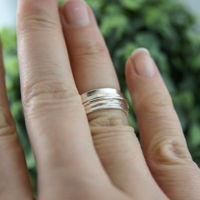 Bague de méditation en argent sterling avec trois anneaux