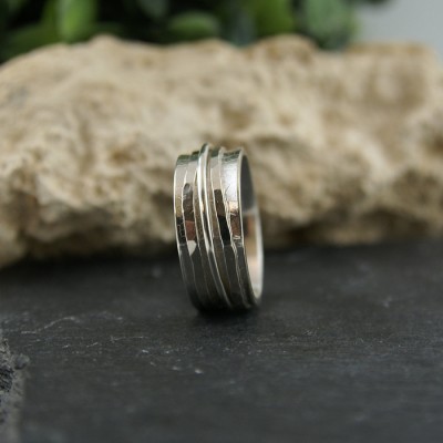 Bague de méditation en argent sterling avec trois anneaux