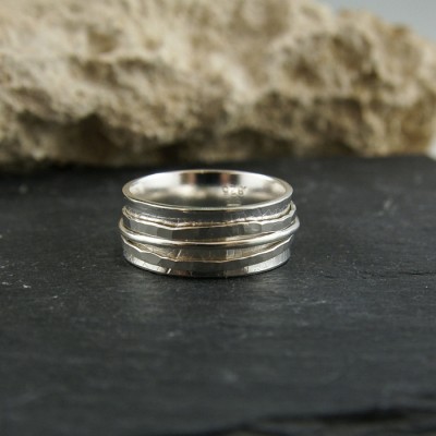 Bague de méditation en argent sterling avec trois anneaux