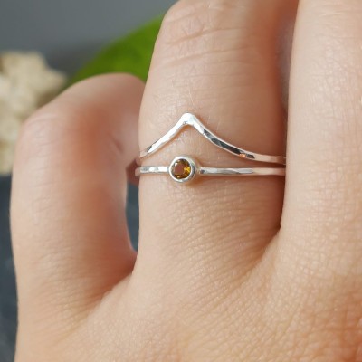 Duo de bague en argent sterling avec citrine