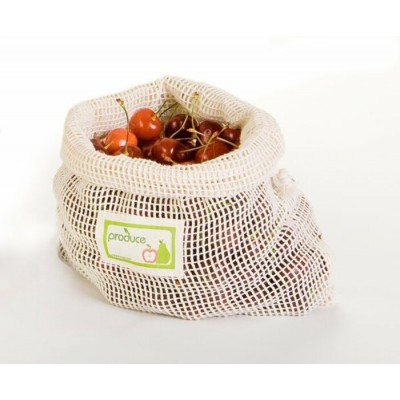 Ensemble de 4 sacs en filet pour fruits et légumes- Coton biologique