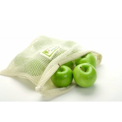Ensemble de 4 sacs en filet pour fruits et légumes- Coton biologique