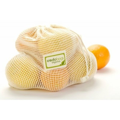 Ensemble de 4 sacs en filet pour fruits et légumes- Coton biologique