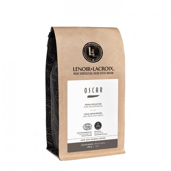 Café bio- Oscar (décaféiné) (454 g) Grains