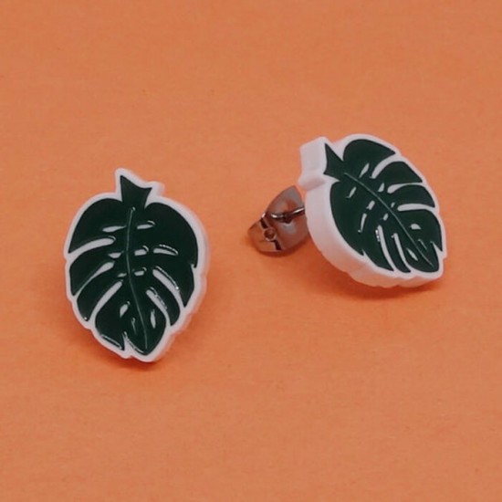 Boucles d'oreilles Lili POP- Feuille de Monstera