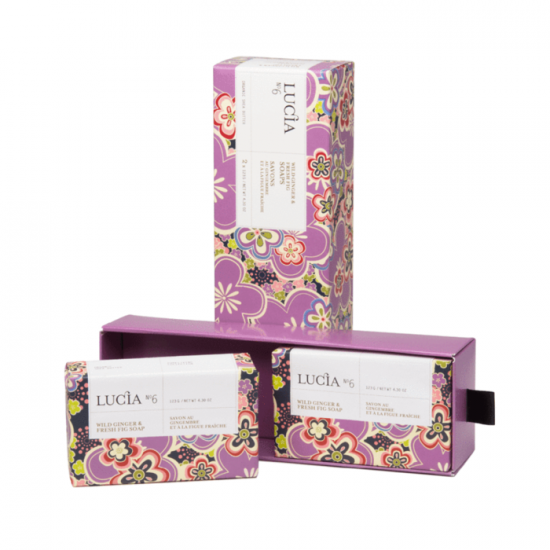 Ensemble cadeau Lucia N°6 Savons au gingembre et à la figue fraîche (2x123g)
