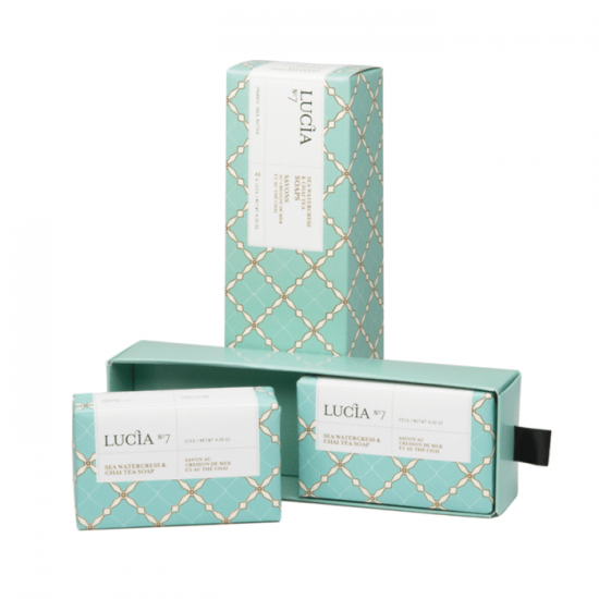 Ensemble cadeau Lucia N°7 Savons au cresson de mer et au thé chai (2x123g)