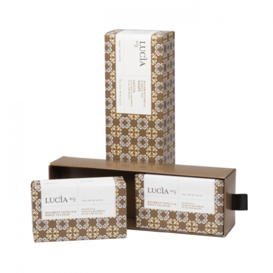 Ensemble cadeau Lucia N°9 Savons à la vanille bourbon et au thé blancn (2x123g)