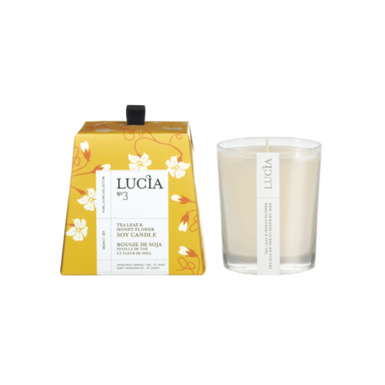 Lucia N°3 Bougie de soja Feuille de thé et fleur de miel (20h)