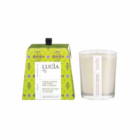 Lucia N°8 Bougie de soja Fleur de thym et coriandre (20h)