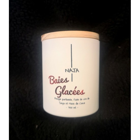 Chandelle cire de soja et noix de coco Naja - BAIES GLACÉES - Mèche de bois 300 ml (50-60 h)