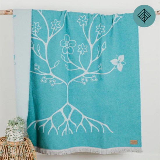 Couverture tout-aller fleurs autochtones aqua