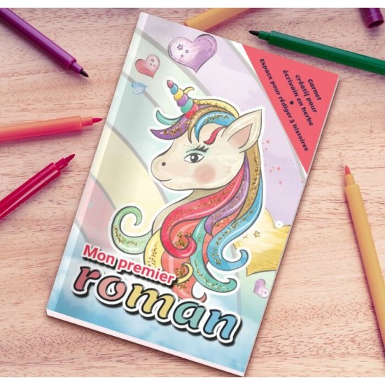 Carnet créatif pour écrivain en herbe - Licorne et arc-en-ciel