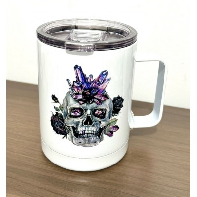 Tasse isolante- Crâne et cristaux