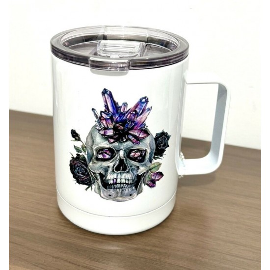 Tasse isolante- Crâne et cristaux