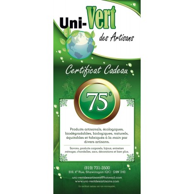 Certificat cadeau- 75 $