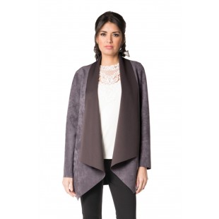 Cardigan en faux suède ouverture en cascade sur...