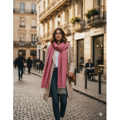 Écharpe Rose "Douceur de Bambou" – Style Fouta