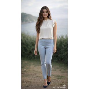 Pantalon Ajusté à Motifs Géométriques –...