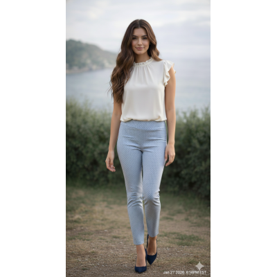 Pantalon Ajusté à Motifs Géométriques –...
