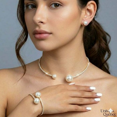 Perle Stellaire – Ensemble Collier, Bracelet et Boucles d'Oreilles