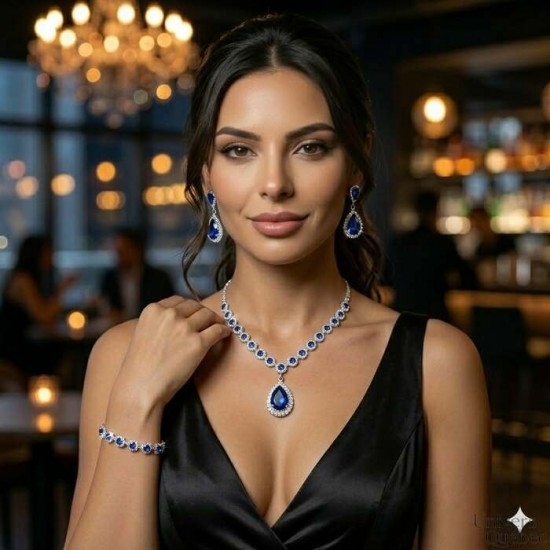 Parure Bleu Impérial – Cristal Saphir et Éclat...