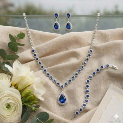 Parure Bleu Impérial – Cristal Saphir et Éclat Argenté