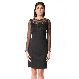 Robe noire en ponte de Roma avec manches longues...