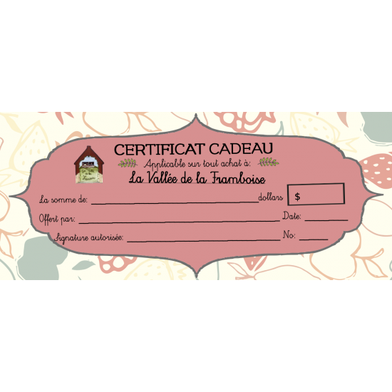 Carte cadeau / Certificat cadeau 15$