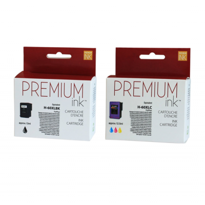 Combo HP 60xl noir et couleur compatible Premium...