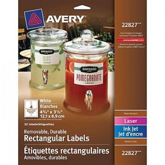 Avery 22827 Étiquettes durables, blanches,...