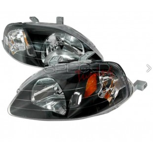 Lumières avant black housing Honda Civic 1999-00