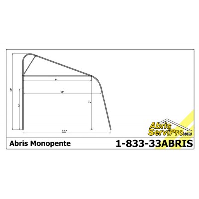 Location Abri d'auto Monopente 10’ 6'' X 24'