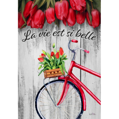 Drapeau décoratif avec bicyclette rouge