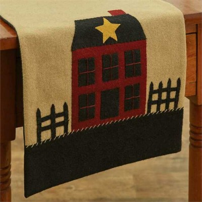 Chemin de table avec appliqué motif  maisonnette