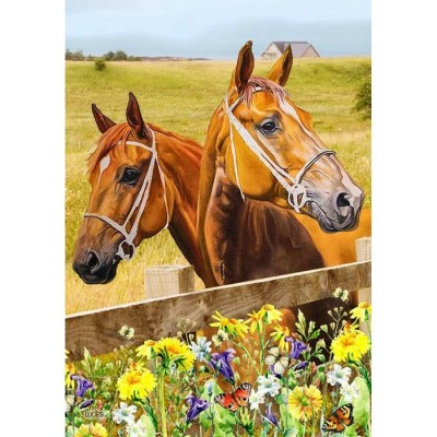 Drapeau chevaux nature