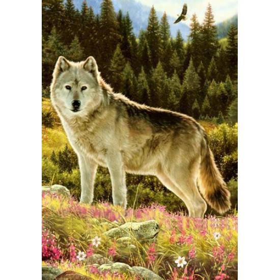 Loup sauvages Drapeaux  jardin 12 x 18 pouces.