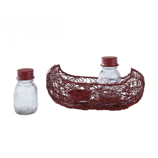 CANOË SEL ET POIVRE CADDY - ROUGE Dimensions 5"H X 9.5"W X 3"D