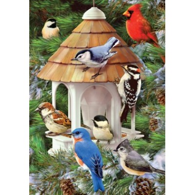 Drapeau décoratif 28 x 40 pouces, Oiseaux d'hiver