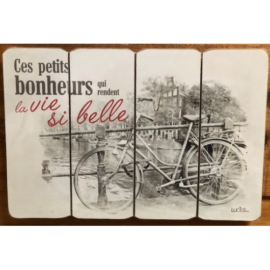 Art mural/ Plaque de Bois/La Vie Si Belle  /24x36x1.8CM