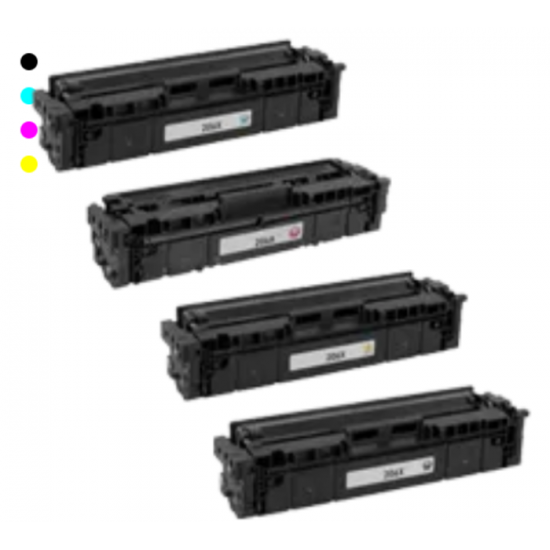 Ensemble complet de 4 cartouches laser HP W2110X, W2111X, W2112X, W2113X (206X) haute capacité compatibles