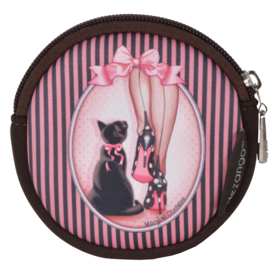 Porte-monnaie rond Dezango Chat noir et Talons Hauts